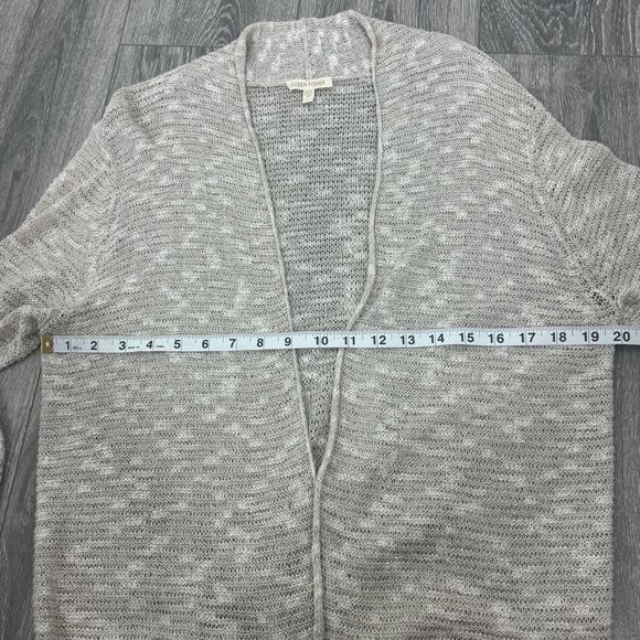Eileen Fisher Organic Linen Melange Long Open Front Cardigan Lightweight Beige L - Picture 7 of 9